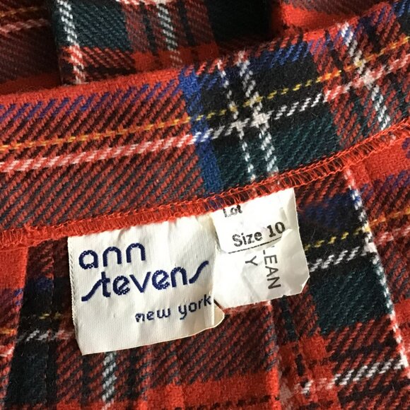 ANN STEVENS NEW YORK Vintage Wool Blend Wrap Plaid Long Length Skirt - Picture 8 of 8